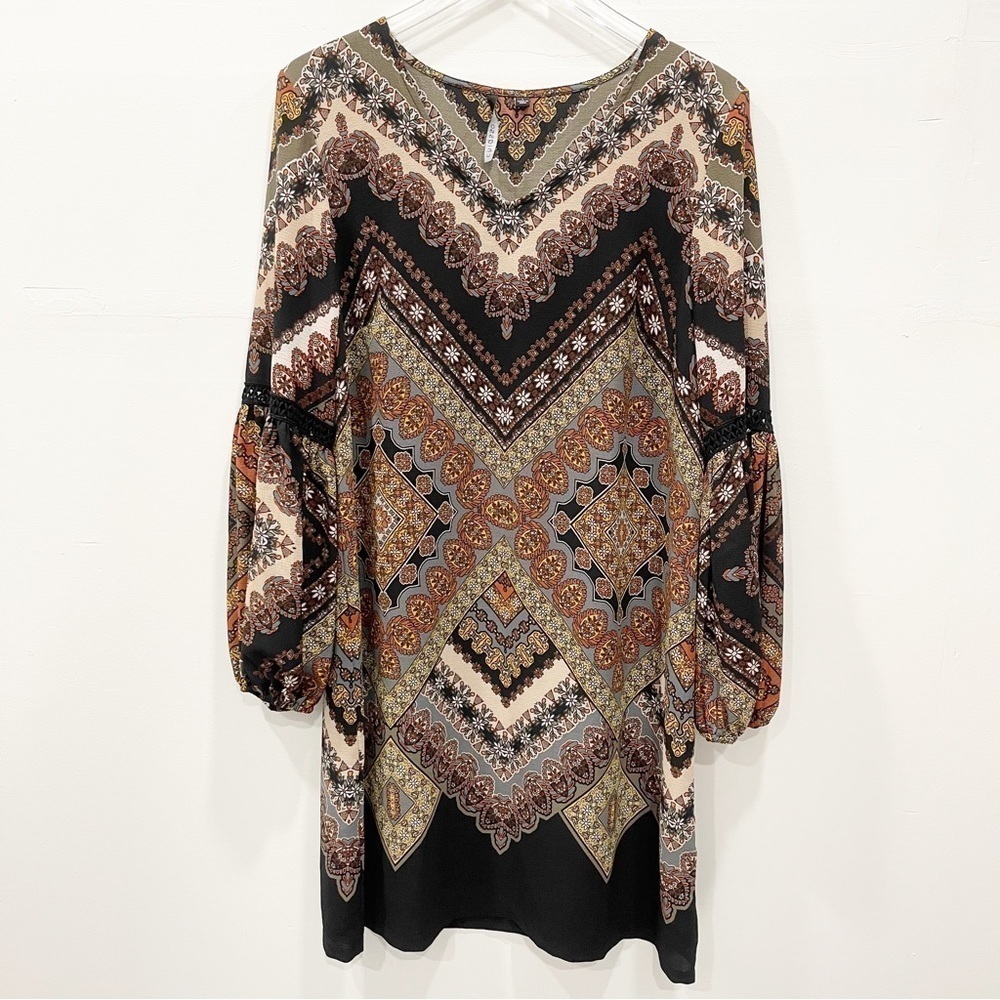 Chiasso Billow Sleeve Bohemian Shift Dress Long Sleeve Large